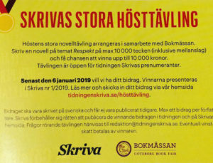 Tidningen Skriva hade en novelltävling på tema ”respekt”